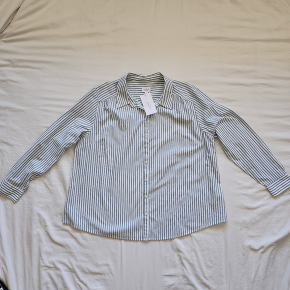 Maternity Ingrid & Isabel Long Sleeve White and Blue Shirt Size XXL - Picture 1 of 8